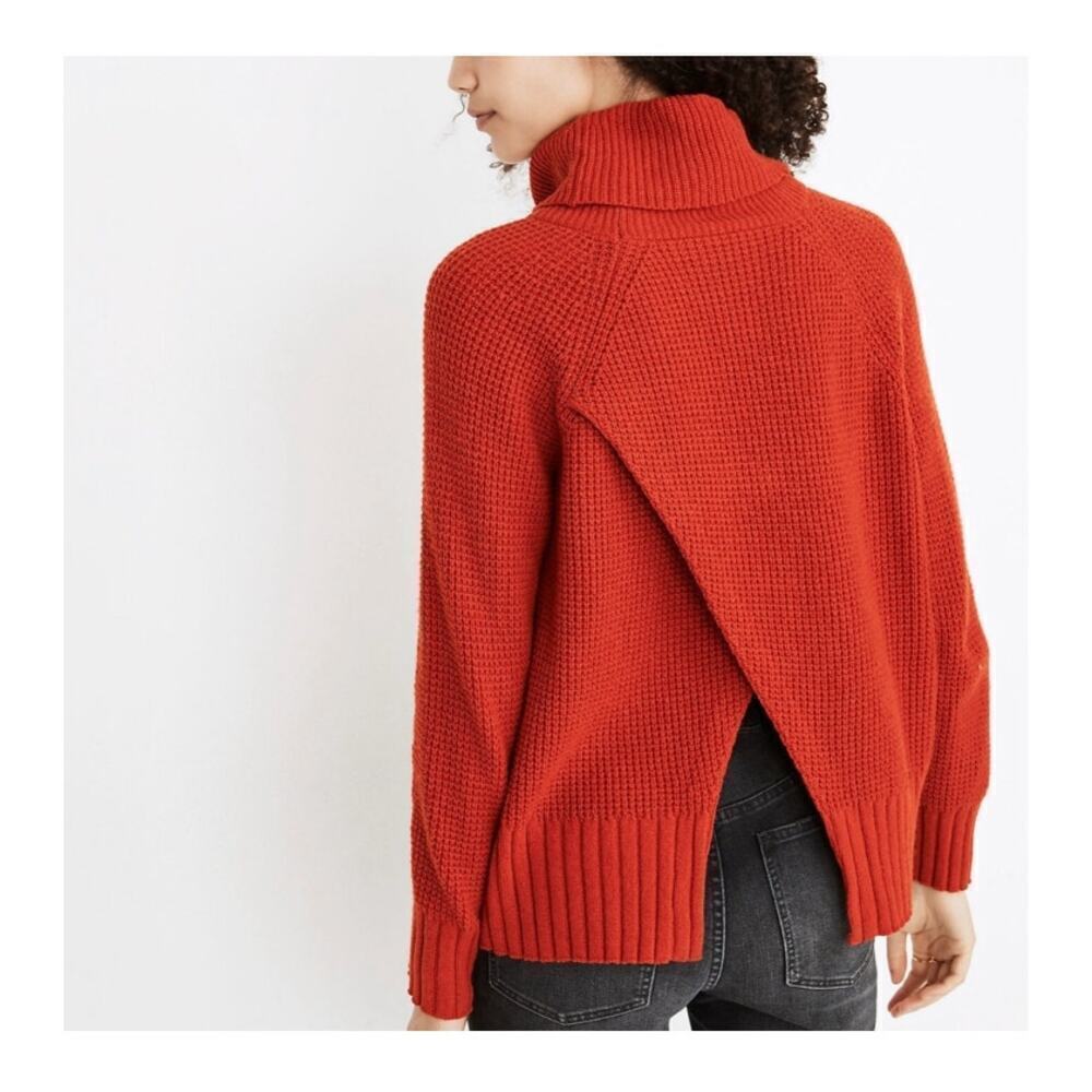 Madewell Eastbrook Turtleneck Cross Back Sweater Orange size xs